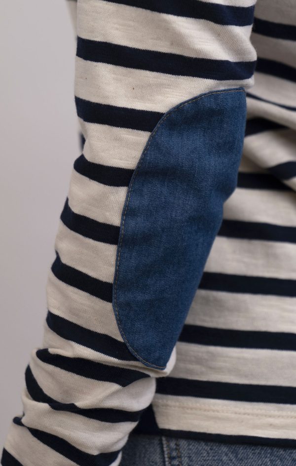 T-shirt zippé rayé à capuche DIVINE ECRU MARINE – Image 7